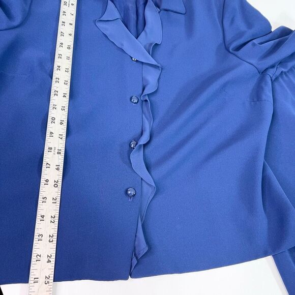 Talbots Two Piece Outfit Women's 18 Blue Top & Skirt Ruffles Matching Set - Picture 6 of 11